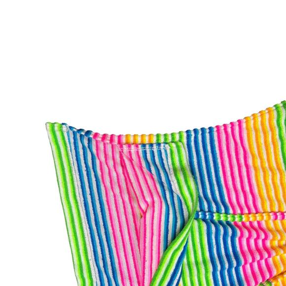 Vintage 70's Rainbow Striped Hoodie Terrycloth Beach Coverup Medium Catalina Top - Picture 4 of 9